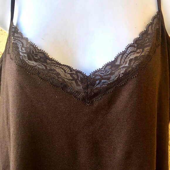 a.n.a. A New Approach Brown Cami Lace Trim Adjustable Straps - Picture 7 of 12